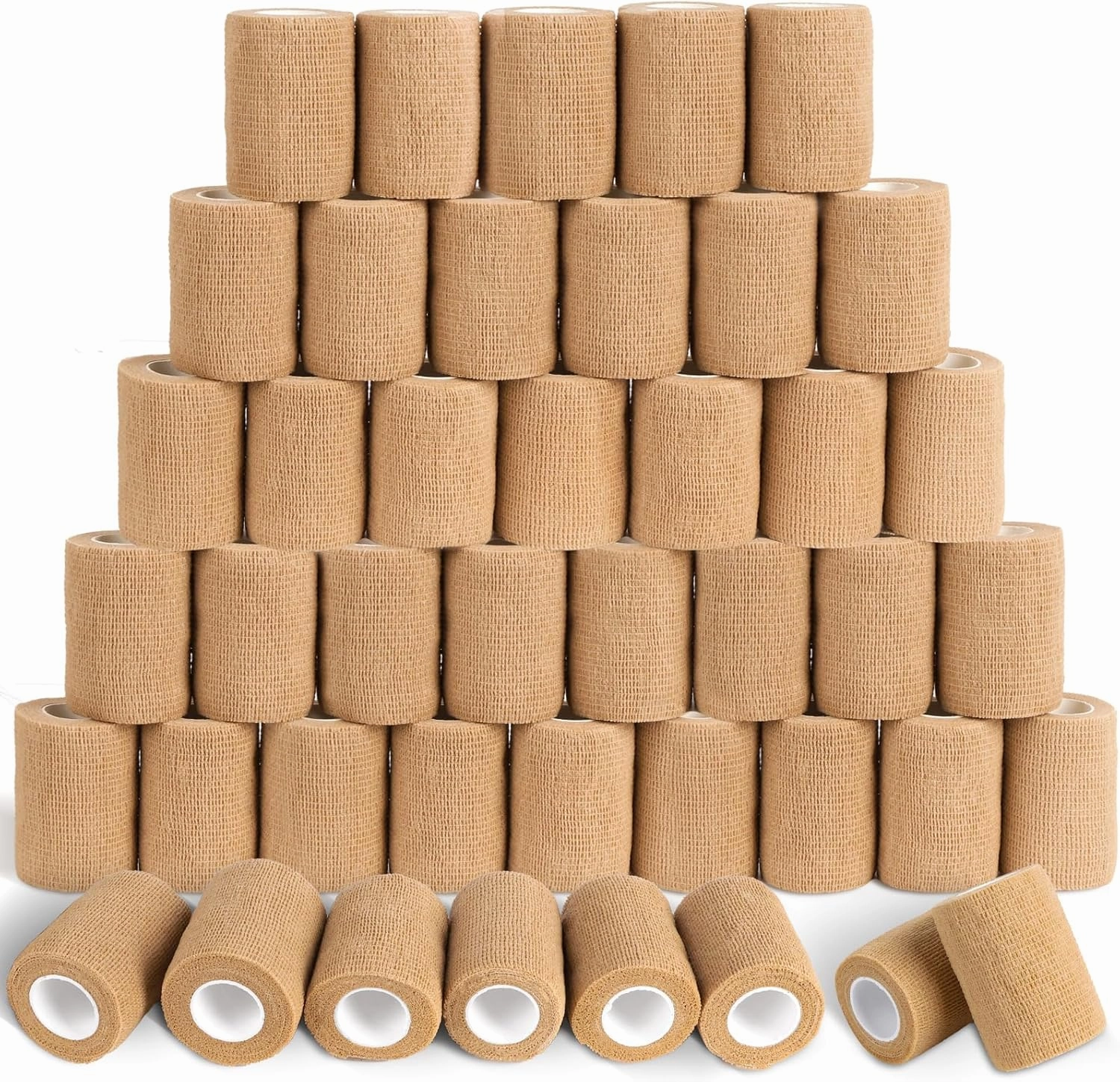 60 Pack Skin Self Adhesive Bandage Wrap Bulk 3 Inch x 5 Yards Cohesive Bandage,Vet Wrap Breathable Elastic Self-Adherent Tape for Stretch Athletic Sports Wrist Ankle Dogs Pet Vet Wrap