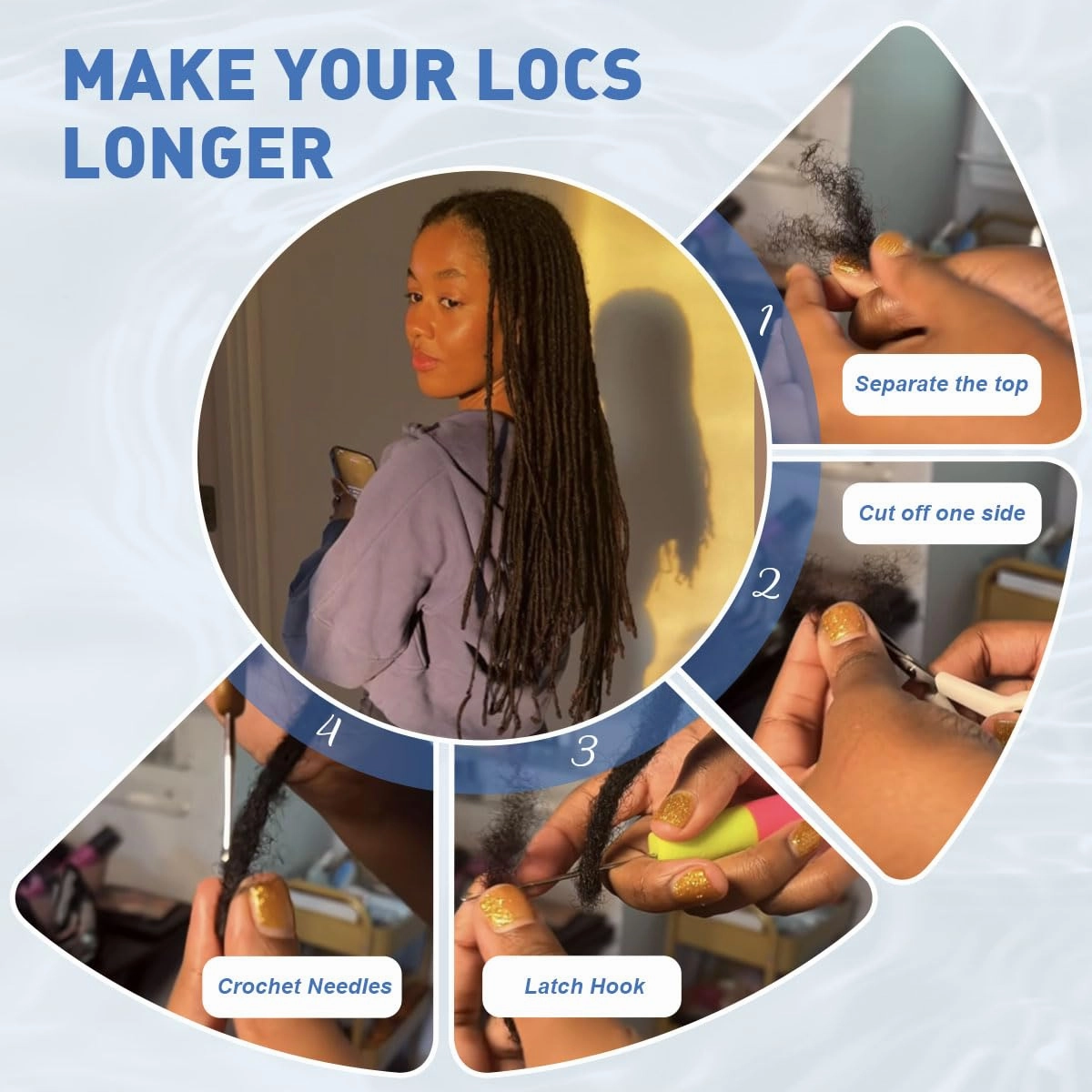 6 inch Loc Extensions Human Hair, 30 Strands Permanent Dreadlock Extension Human Hair 0.4cm Width 100% Full Handmade Dreads Can Be Dyed and Bleached Curled dreads extensions(blonde)
