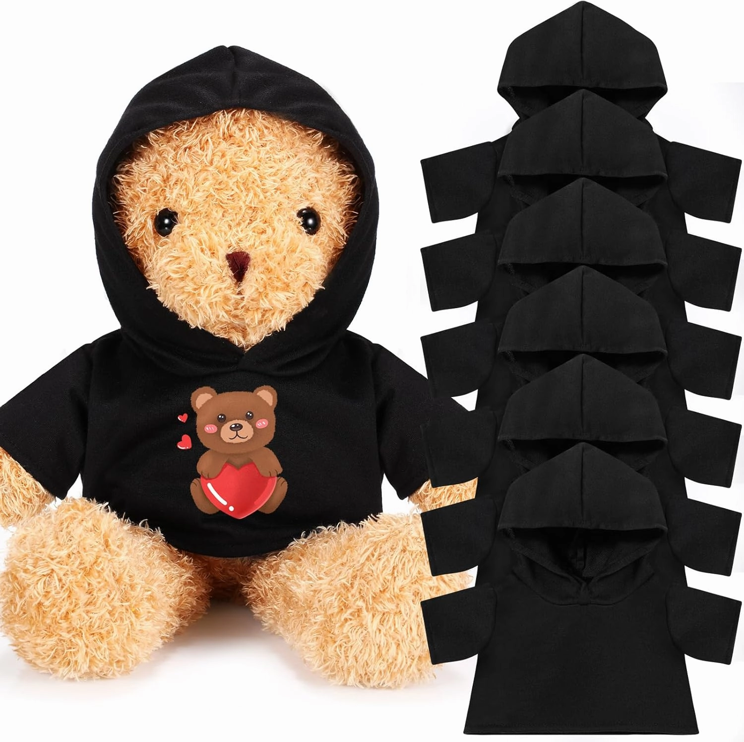 6 PCS Stuffed Bear Clothes Tee Shirt Sublimation Plush Bear Shirts Classic Stuffed Animal Bear T Shirts Hoodie 14-18 Inches Stuffed Bear Dolls