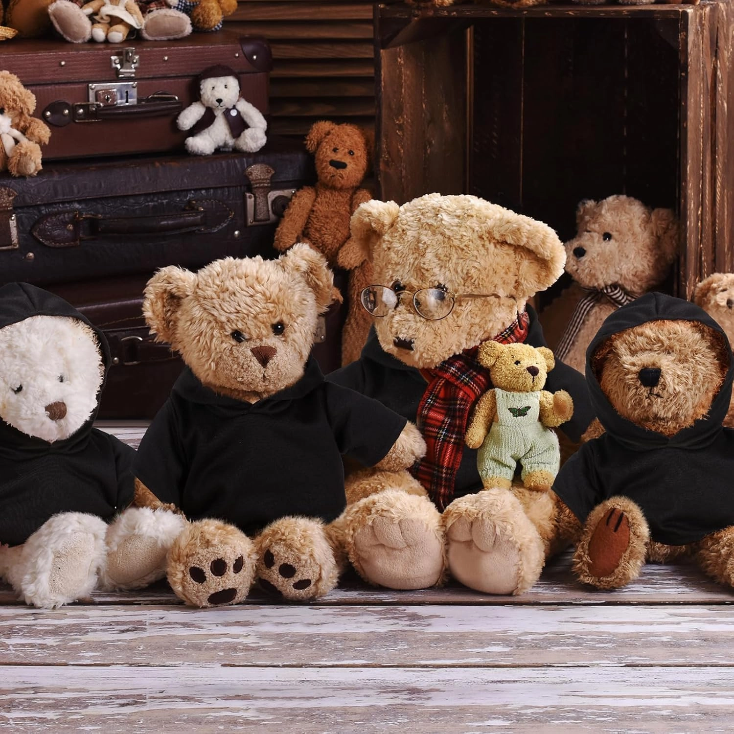 6 PCS Stuffed Bear Clothes Tee Shirt Sublimation Plush Bear Shirts Classic Stuffed Animal Bear T Shirts Hoodie 14-18 Inches Stuffed Bear Dolls