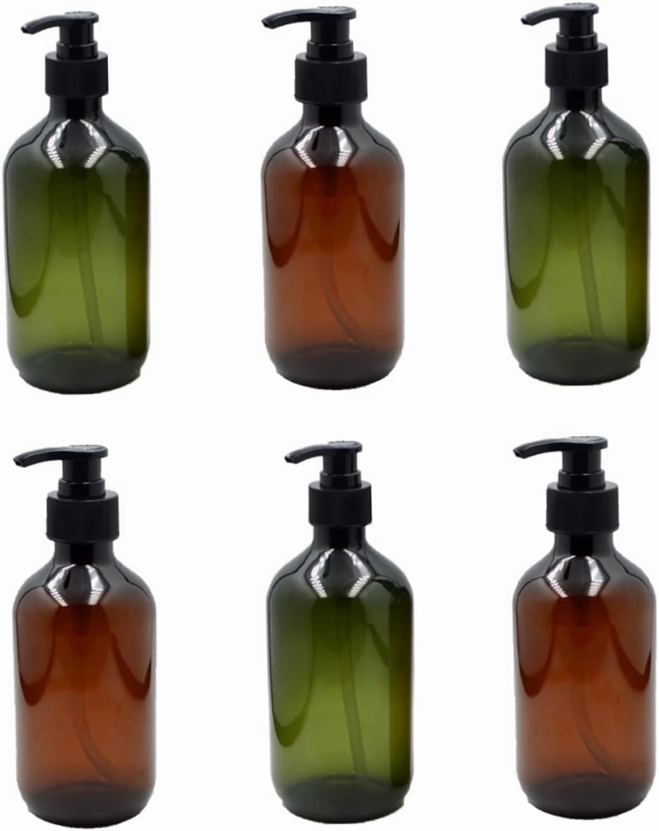 6pcs Lotion and Shampoo Pump Bottle Portable Brown Containers for Travel Refillable Liquid Dispensers for Soap Gel and Hand Lotion Lightweight Storage