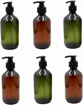 6pcs Lotion and Shampoo Pump Bottle Portable Brown Containers for Travel Refillable Liquid Dispensers for Soap Gel and Hand Lotion Lightweight Storage