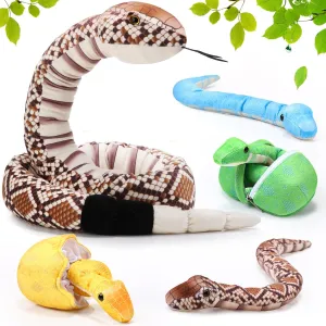7 Pcs Rattlesnake Plush Toys 71 Inch Giant Mommy Snake Stuffed Animal with Cute Babies and Eggs in Zippered Belly Plushies Gift for New Year of The Snake Birthday Holiday Party Prank Toy