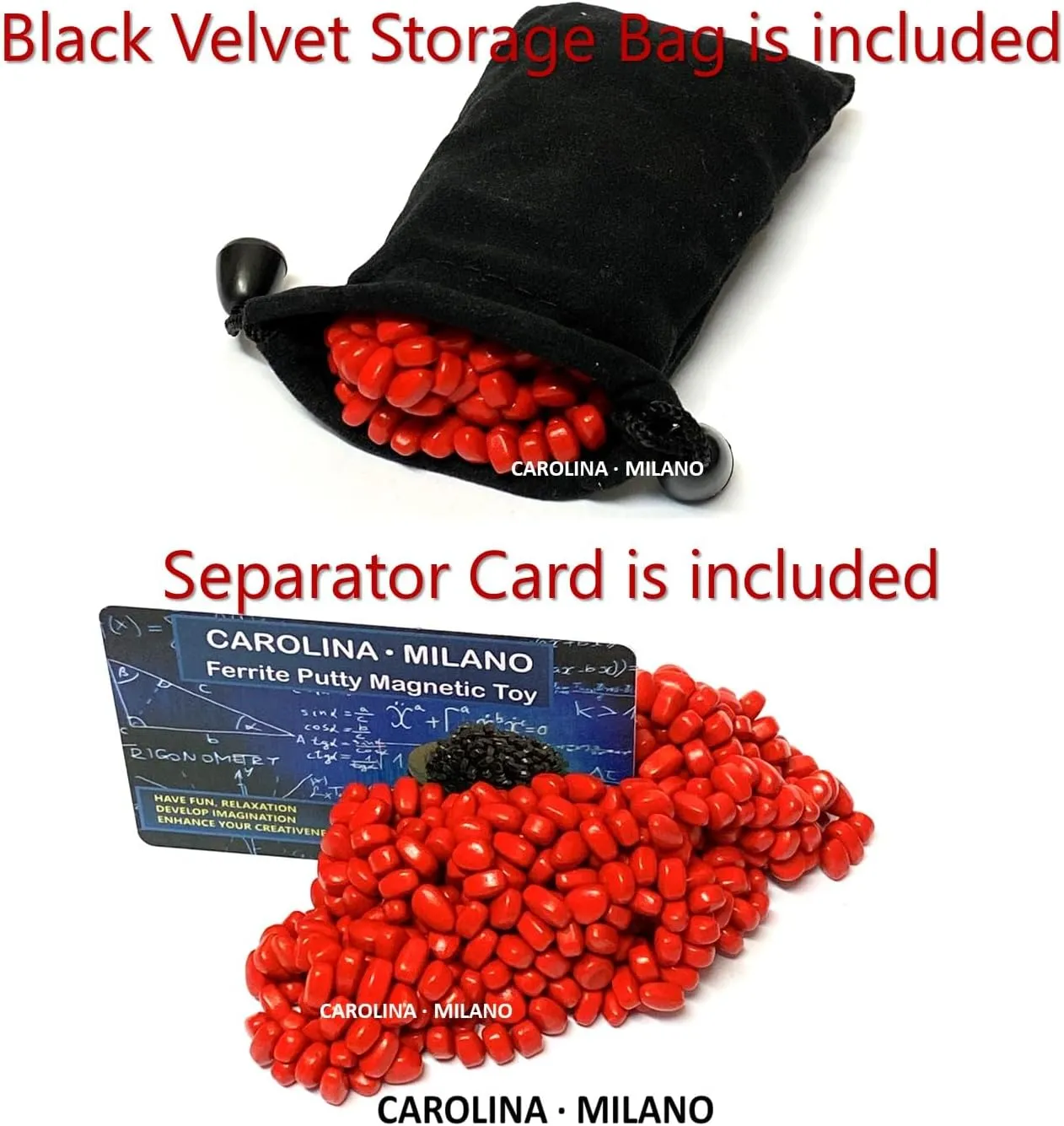 700 PCS RED Crags Ferrite Putty for Adults Ferrite Stones, Satisfying Fun Fidget Office Desk Toy, RED Color Beads with Separator Card, Storage Bag & a tin Box, 350gr