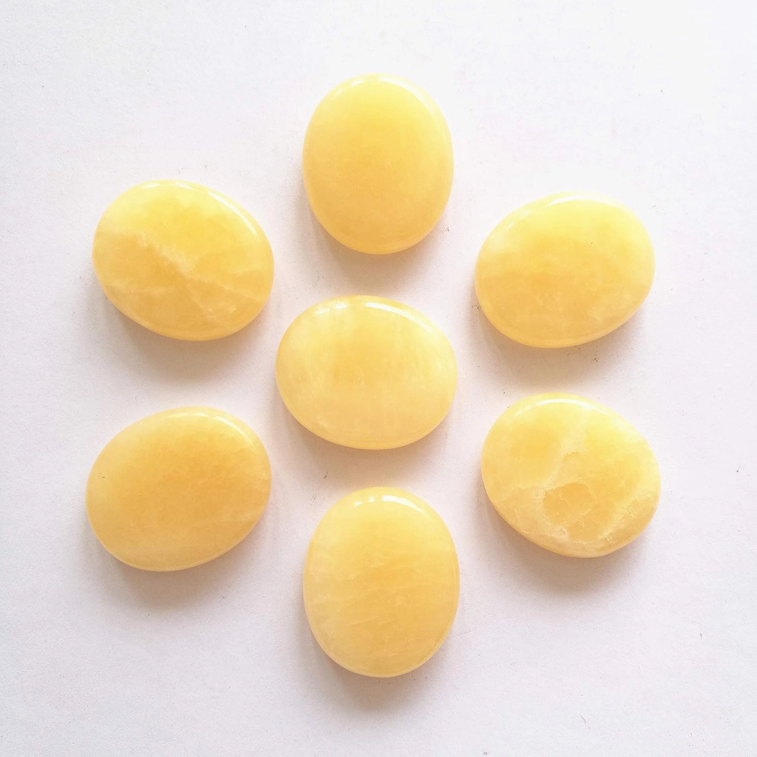 7 Pcs Natural Yellow Jade Palm Pocket Stones for Good Luck,Yoga Meditation,Protection Chakra Stones,Feng Shui Ornament