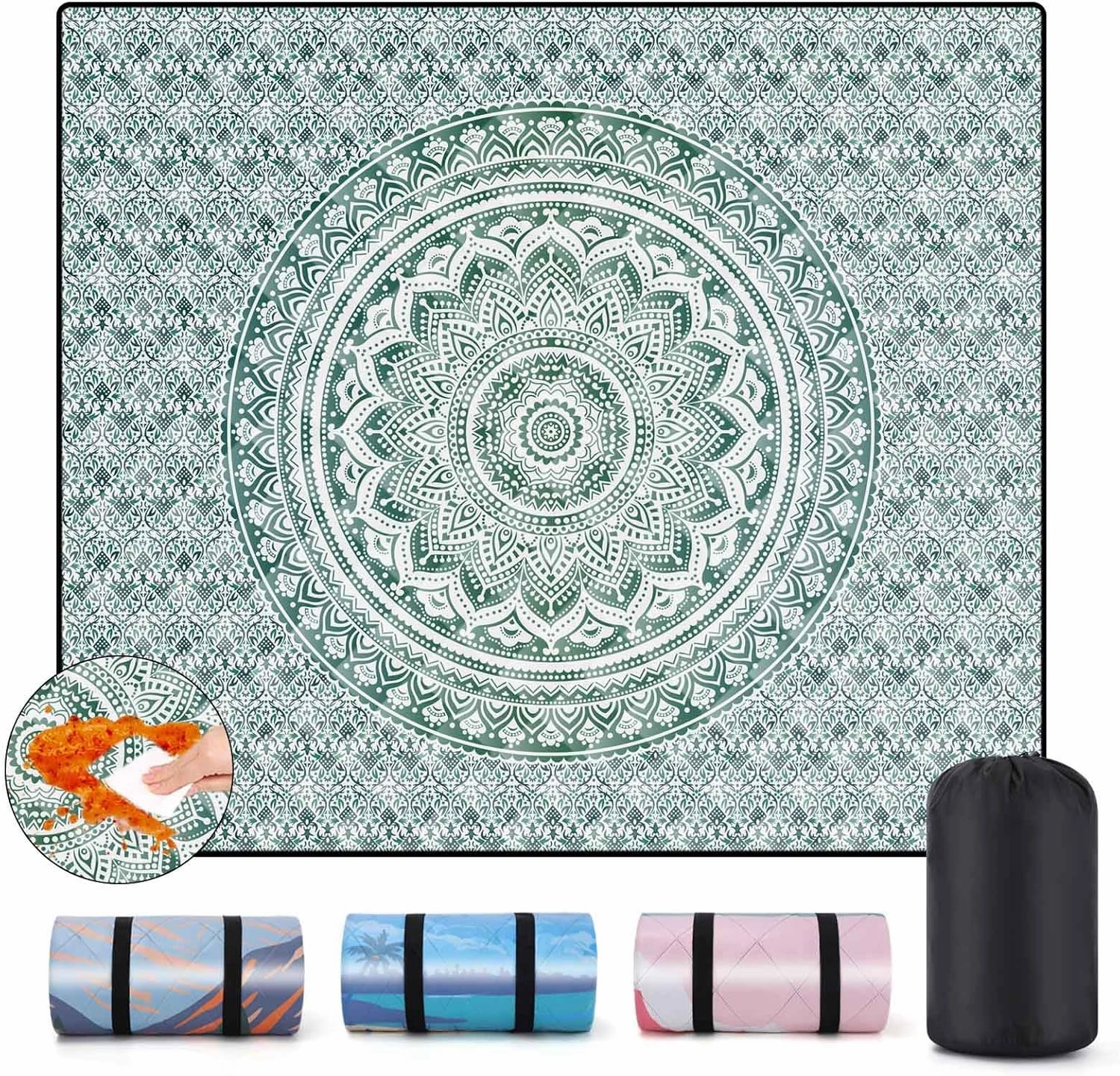 80x80 Picnic Blankets Waterproof Sandless Folding Outdoors Camp Excersise Rug Huge Boho Floor Gym Meditation Mat Yard Blanket Giant Pet Camping Items Beach Trips Garden Necessities Gift Ideas