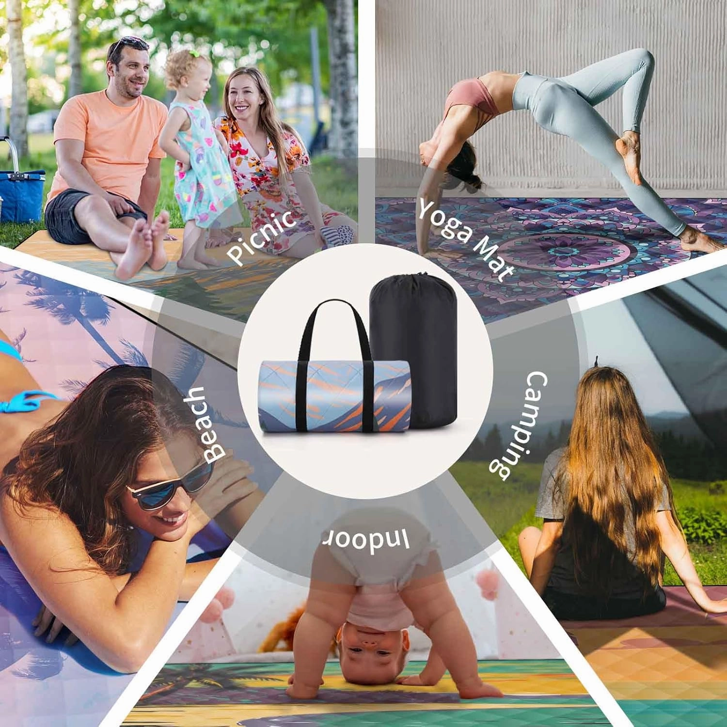 80x80 Picnic Blankets Waterproof Sandless Folding Outdoors Camp Excersise Rug Huge Boho Floor Gym Meditation Mat Yard Blanket Giant Pet Camping Items Beach Trips Garden Necessities Gift Ideas