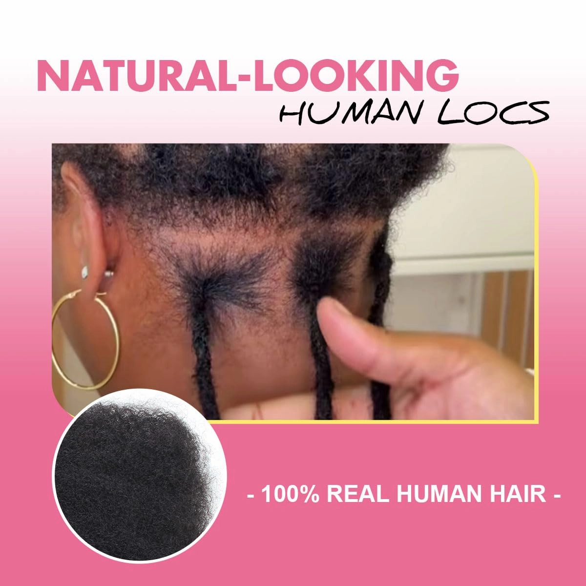 8 Inch 40 Strands Loc Extensions Human Hair, 0.6cm Pencle Size Dreadlock Extensions Human Hair for Women Men Kids Full Handmade Permanent Dreads Locs(1B/27)