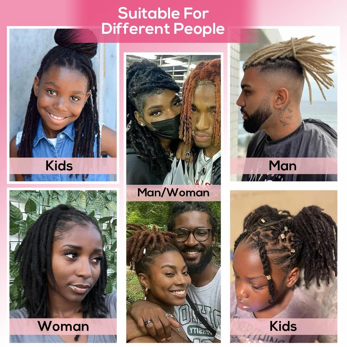 8 Inch 40 Strands Loc Extensions Human Hair, 0.6cm Pencle Size Dreadlock Extensions Human Hair for Women Men Kids Full Handmade Permanent Dreads Locs(613#)