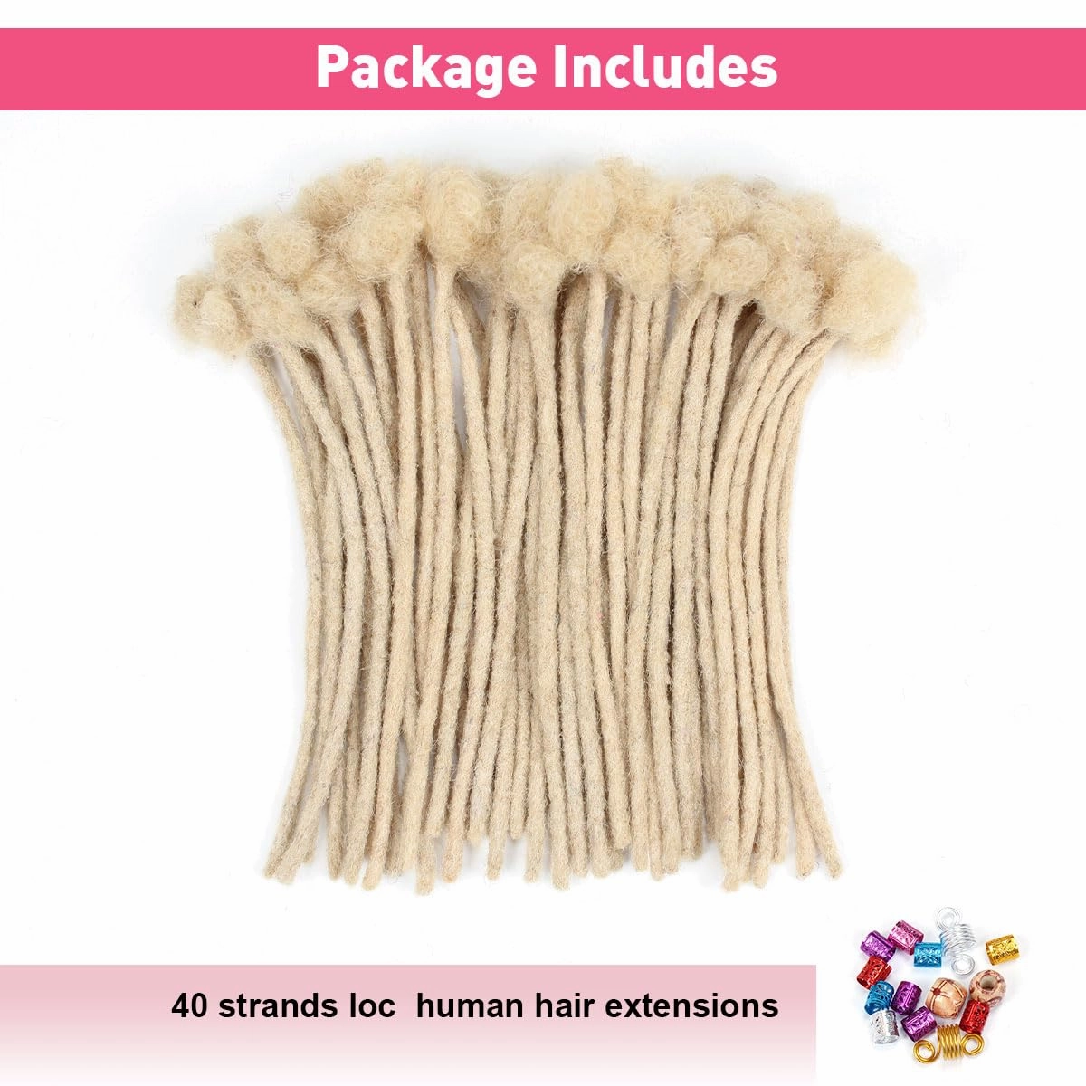 8 Inch 40 Strands Loc Extensions Human Hair, 0.6cm Pencle Size Dreadlock Extensions Human Hair for Women Men Kids Full Handmade Permanent Dreads Locs(613#)