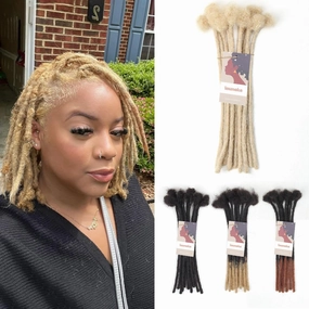 8 Inch 40 Strands Loc Extensions Human Hair, 0.6cm Pencle Size Dreadlock Extensions Human Hair for Women Men Kids Full Handmade Permanent Dreads Locs(613#)