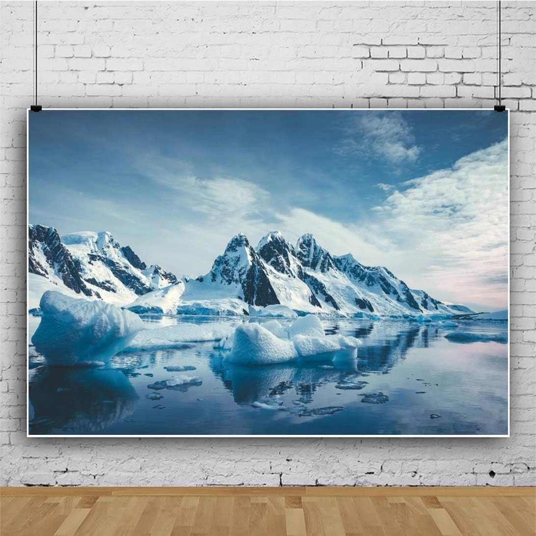 8x5ft South Polar Iceberg Photography Backdrop Chilly Winter Snowy Mountain Outdoor Adventure Background Polar Sea Nature Landscape Travel Photo Studio Props