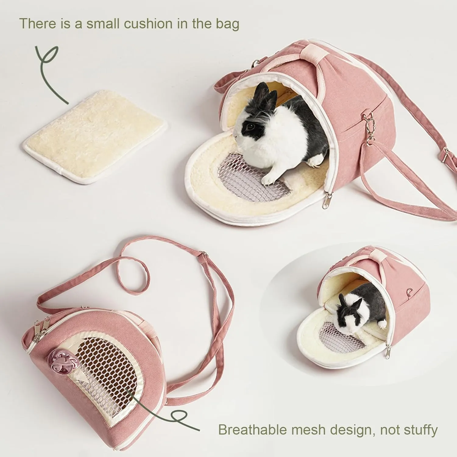 ABLAZEZAI Guinea Pig Carrier, Small Animal Travel Bag, Breathable Snake Outdoor Portable Pouch for Chinchilla Hamster Bird Bunny Hedgehog Sugar Glider Gerbil (Pink)
