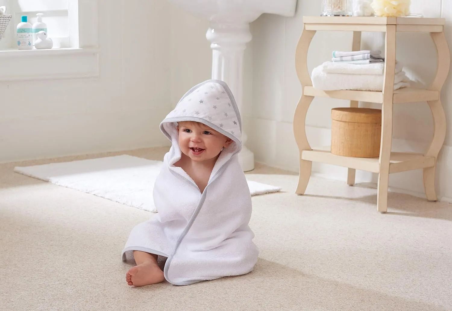 aden   anais Classic Hooded Baby Bath Towel, 100% Terry Cotton, 2 Pack, Dusty