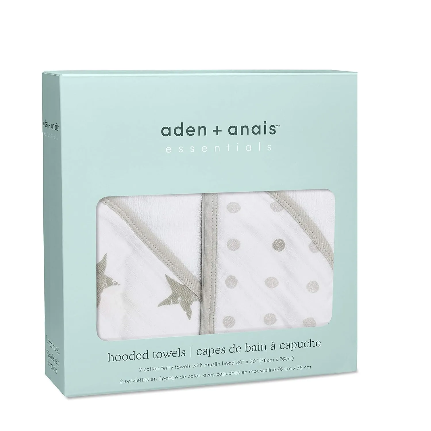 aden   anais Classic Hooded Baby Bath Towel, 100% Terry Cotton, 2 Pack, Dusty