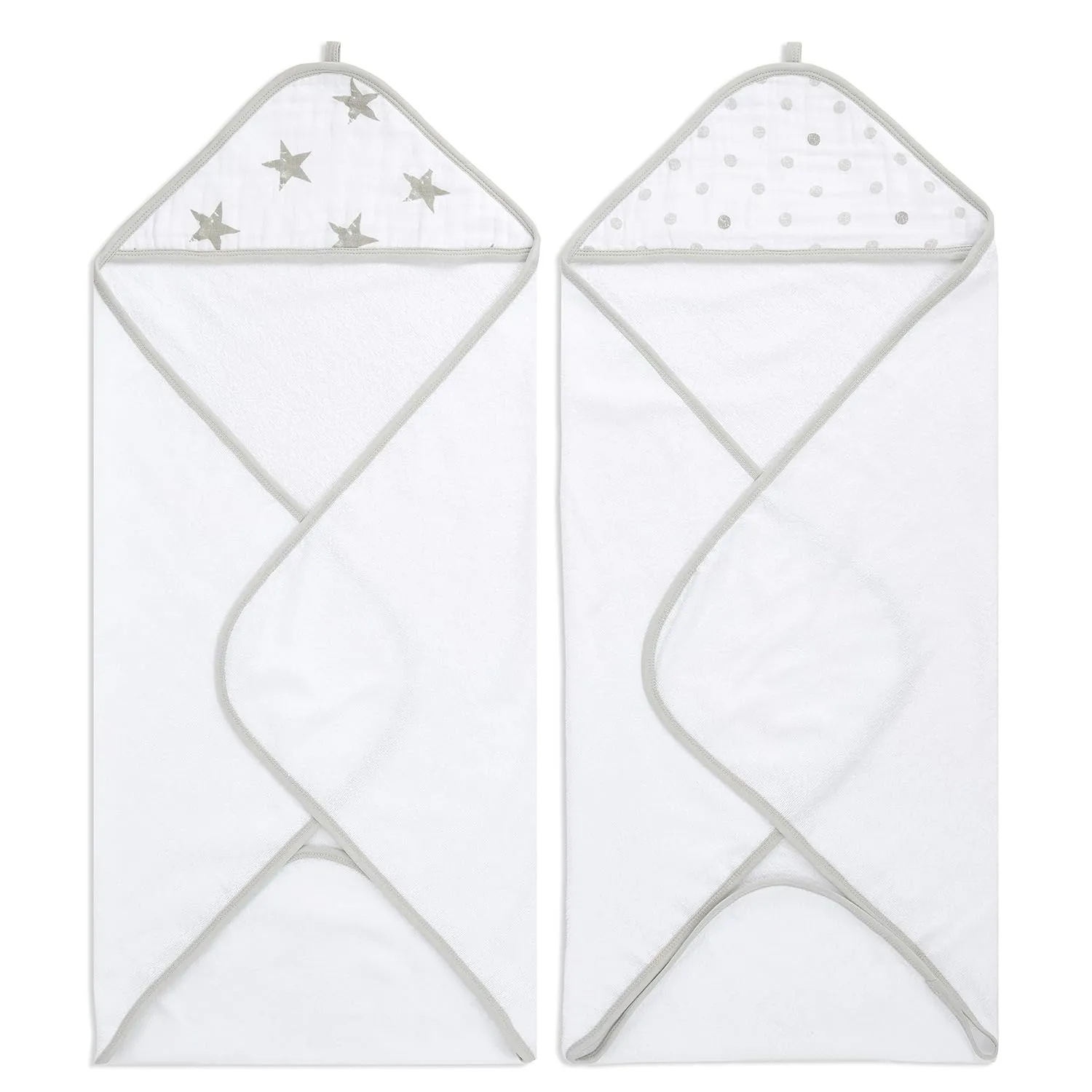 aden   anais Classic Hooded Baby Bath Towel, 100% Terry Cotton, 2 Pack, Dusty