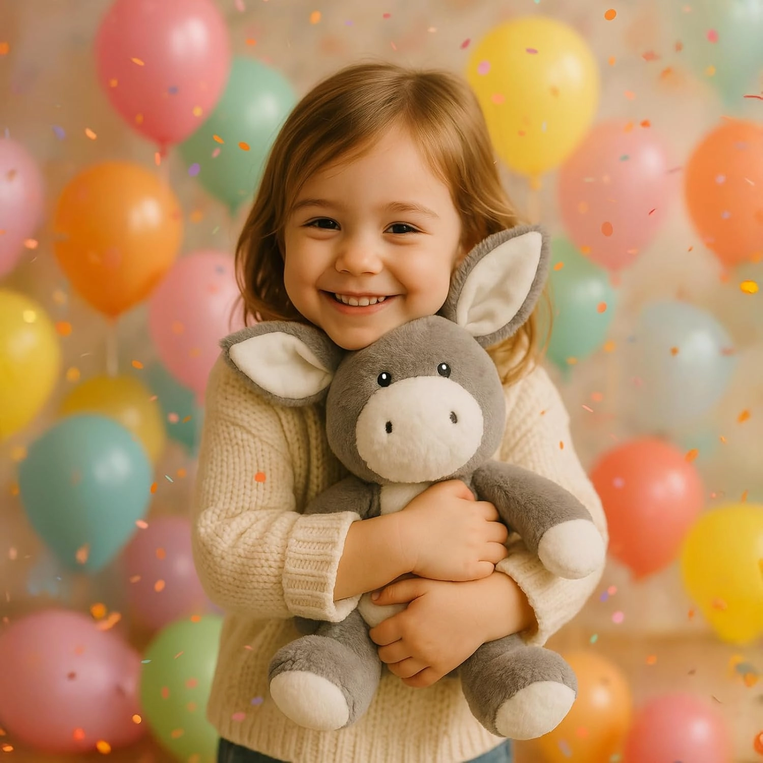 Adorable Gray Donkey Plush Toy - 12.6 Inch Soft & Cuddly Stuffed Animal Donkey, Perfect for Kids, Babies, Toddlers - Farm Animal Gift
