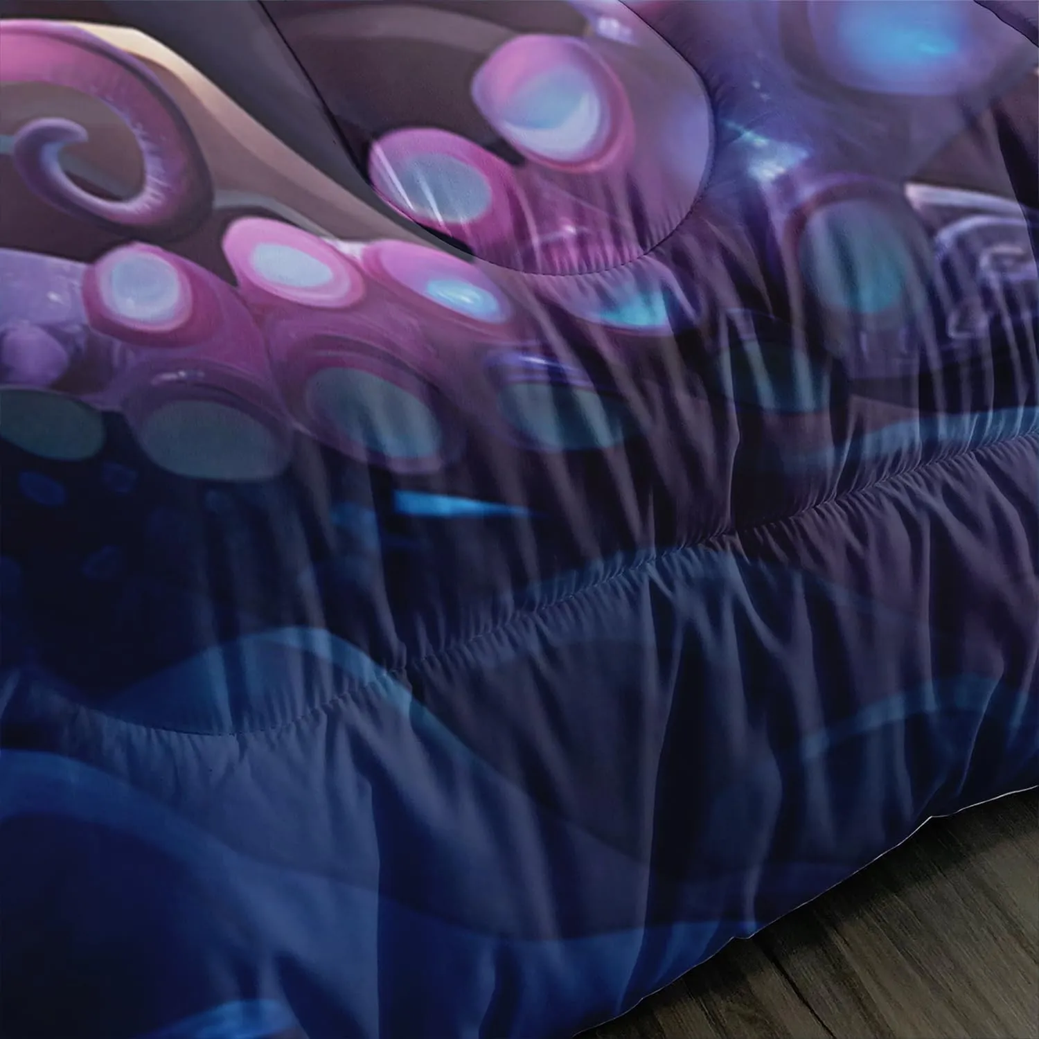 AILONEN Octopus Print Comforter Set Twin Size, Blue Ocean Theme Bedding Set for Boy Girls,3 Pieces Sea Animal Bed in a Bag,1 Quilt with 2 Pillowcases