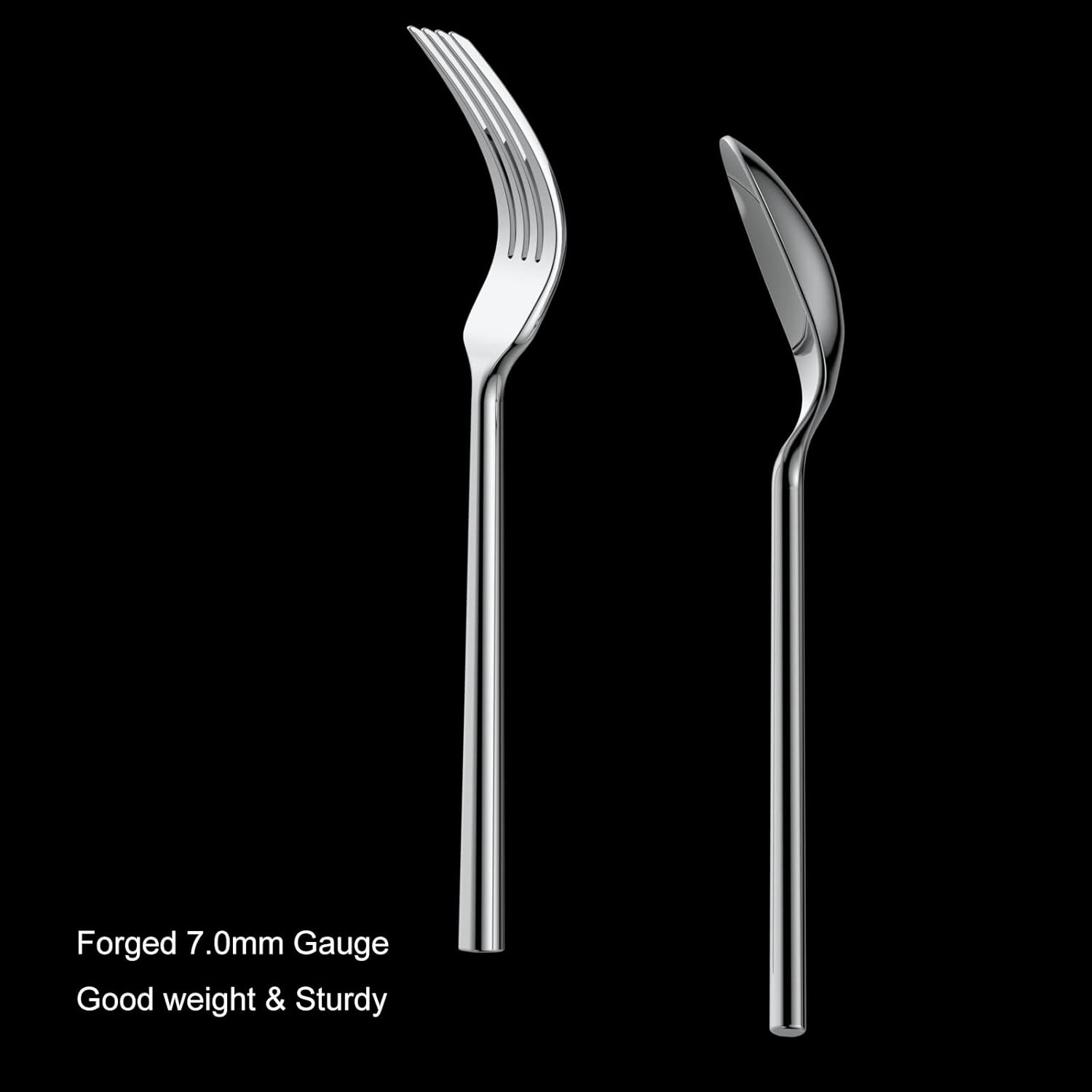 Alata Potter 40-Piece Forged Silverware Set Stainless Steel Flatware Set Cutlery Set, Service for 8, Mirror Finish, Dishwasher Safe