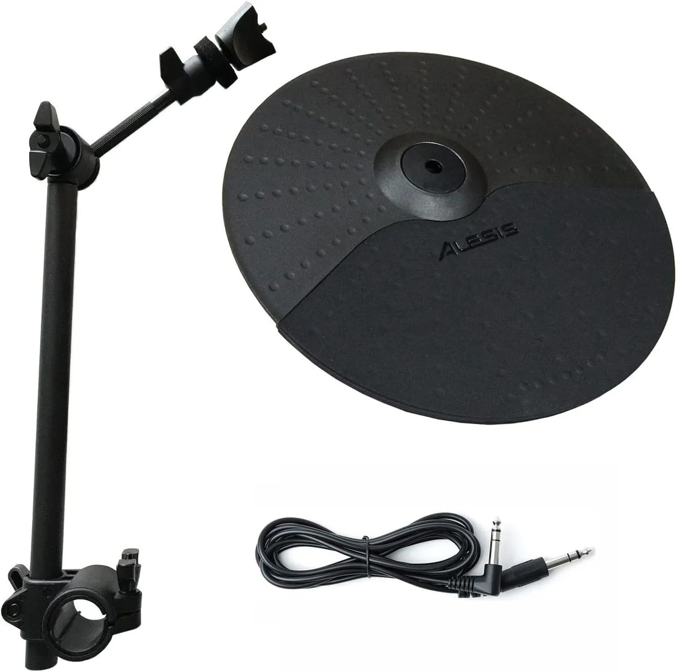 Alesis Nitro/Nitro Max 10 inch Cymbal with 13 inch Cymbal Arm/Clamp and Silverline Audio 10ft Connection Cable Bundle