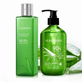 All Purpose Aloe Vera Gel Set - 2 Pieces - Skin Hydrator, 300g Aloe Vera Gel   Tea Tree Oil