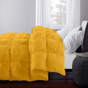 All-Season Luxury - Pintuck Style 100% Egyptian Cotton - Alaska King Size (120" x 132") Inches, 5-Piece Pinch Pleat Comforter Set, with 4 Corner Tabs, 500 GSM - Machine Washable (Gold Solid)