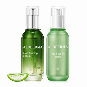 Aloderma Aloe Face Serums Set, 4 Pieces - Firming Serum, Soothing Serum