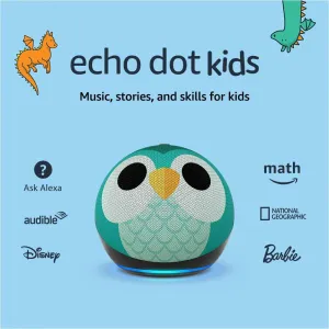 Amazon Echo Dot Kids (newest model), Designed for kids, with parental controls, Includes 1 Year of Amazon Kids , Owl