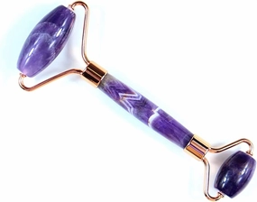 Amethyst Rough Stone Face Care Massage Tool Amethyst Roller Gua Sha Massage Set Natural Crystal Jade Massager Facial Body Neck Skin Beauty Detox (Color : 1 Pcs Roller)