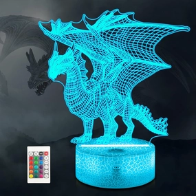 Ammonite Dragon Lamp for Kids, 3D Dragon Night Light Toy,16 Colors with Remote Control Kids Room Decor As a Christmas Birthday Gifts for Boys Girls