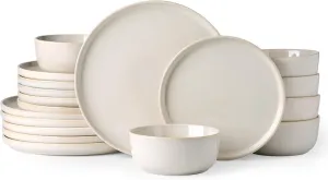AmorArc Stoneware Dinnerware Sets,Round Reactive Glaze Plates and Bowls Set,Highly Chip and Crack Resistant | Dishwasher & Microwave Safe,Dishes Service for 6 (18pc)