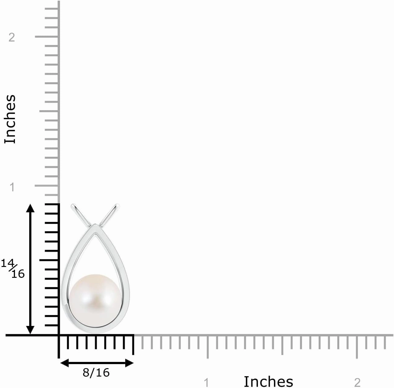 Angara Solitaire Freshwater Cultured Pearl V-Bale Drop Pendant Necklace for Women in Sterling Silver / 14K Solid Gold | | June Birthstone, Birthday, Engagement, Anniversary Jewelry Gift for Women