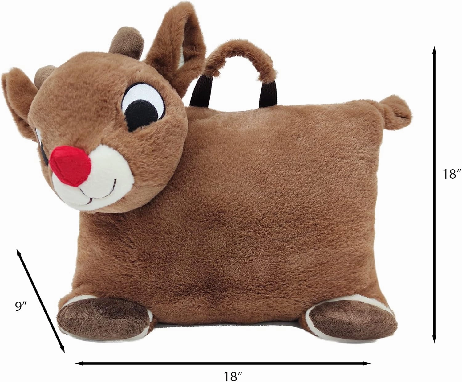 Animal Adventure®| Rudolph The Red-Nosed Reindeer®|Rudolph| Character Cuddle Combos™| 2-in-1 Stow-n-Throw Cuddle Bud with Carrying Handle & Zipper Pouch for Blanket Storage Set –29" W x 40" H Blanket