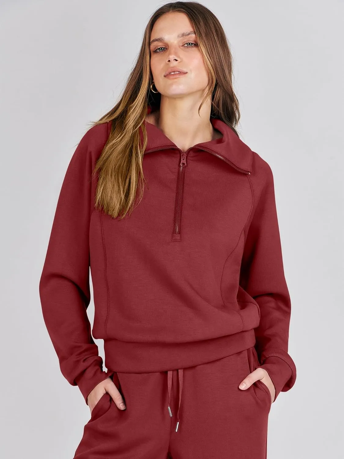 ANRABESS Women 2 Piece Outfits Sweatsuit Oversized Sweatshirt Sweatpants Tracksuit Sweat Lounge Matching Set 2025 Fall Trendy