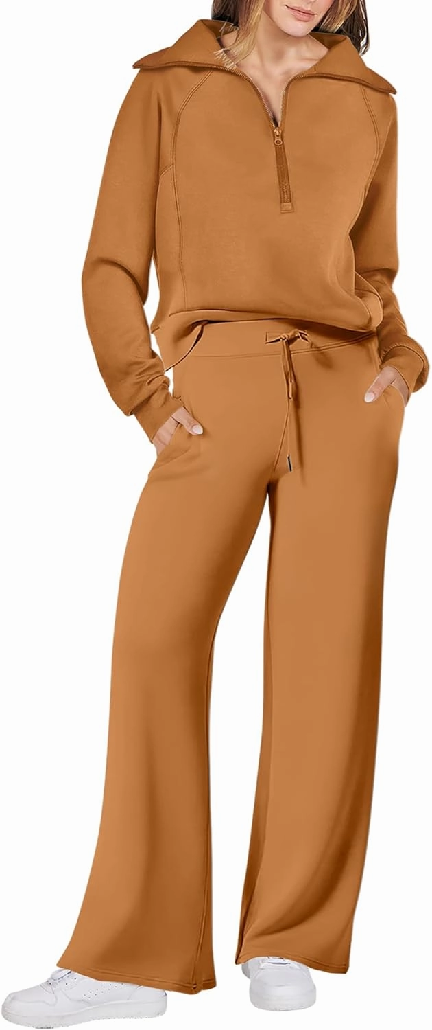ANRABESS Women 2 Piece Outfits Sweatsuit Oversized Sweatshirt Sweatpants Tracksuit Sweat Lounge Matching Set 2025 Fall Trendy