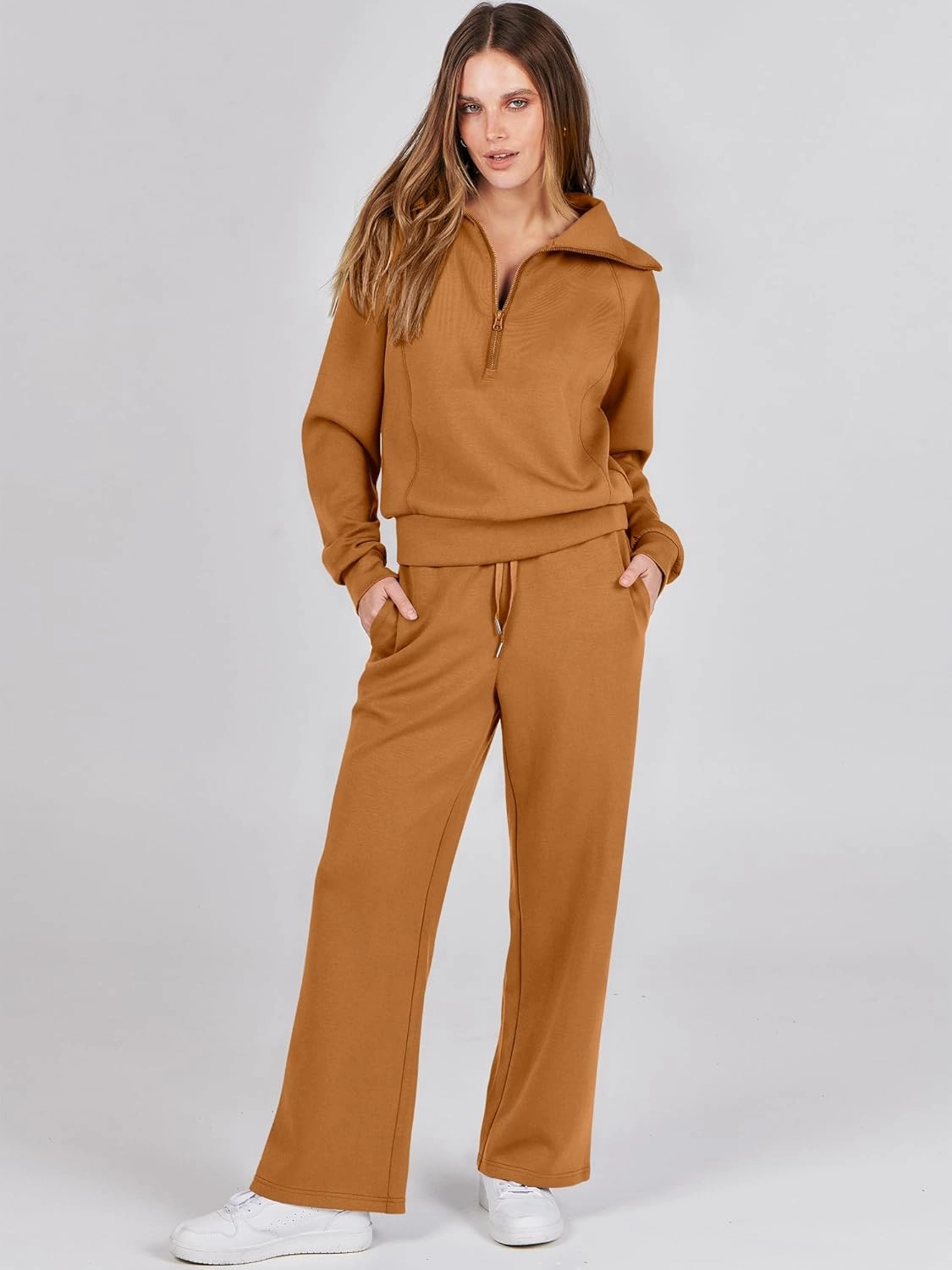 ANRABESS Women 2 Piece Outfits Sweatsuit Oversized Sweatshirt Sweatpants Tracksuit Sweat Lounge Matching Set 2025 Fall Trendy