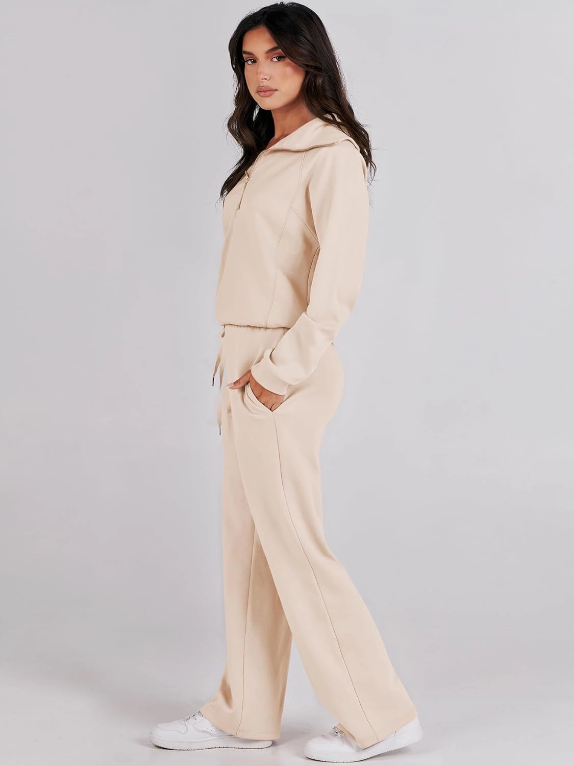 ANRABESS Women 2 Piece Outfits Sweatsuit Oversized Sweatshirt Sweatpants Tracksuit Sweat Lounge Matching Set 2025 Fall Trendy