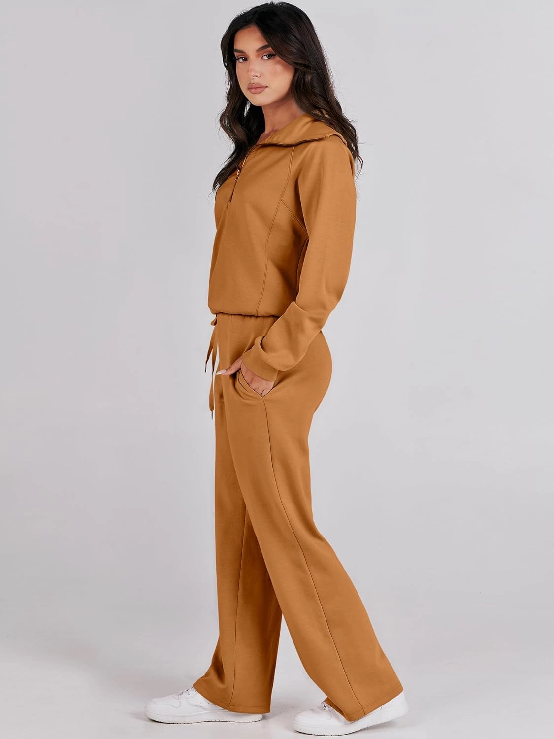 ANRABESS Women 2 Piece Outfits Sweatsuit Oversized Sweatshirt Sweatpants Tracksuit Sweat Lounge Matching Set 2025 Fall Trendy