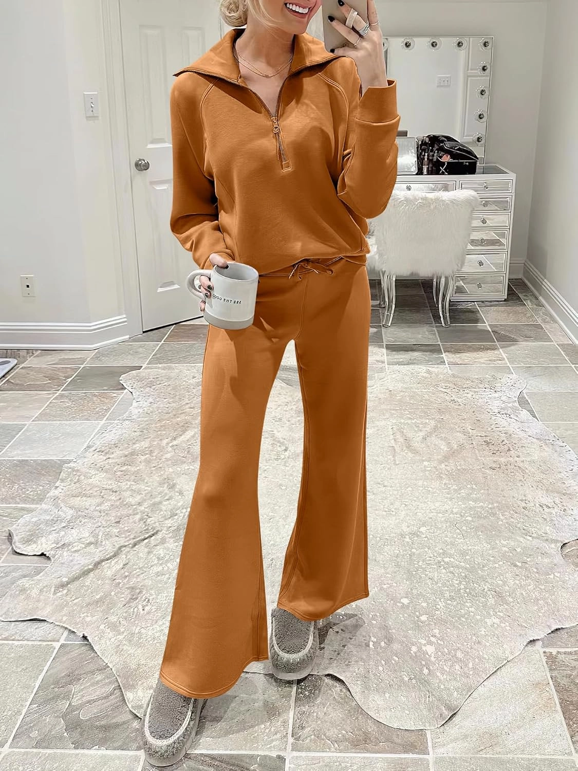 ANRABESS Women 2 Piece Outfits Sweatsuit Oversized Sweatshirt Sweatpants Tracksuit Sweat Lounge Matching Set 2025 Fall Trendy