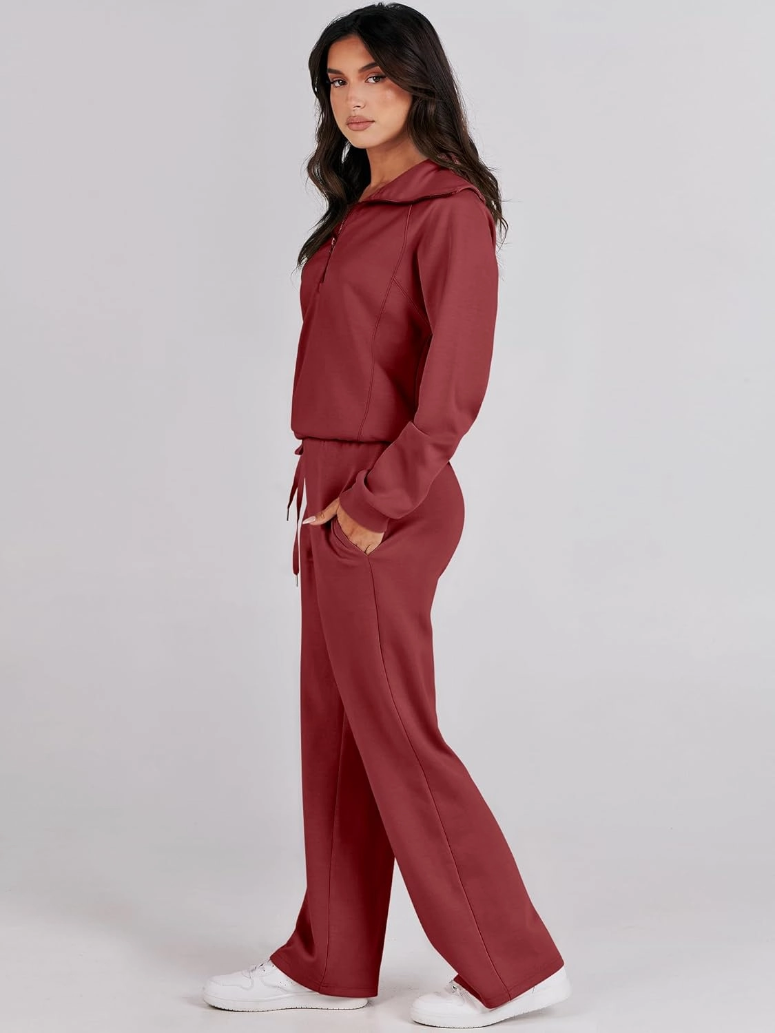 ANRABESS Women 2 Piece Outfits Sweatsuit Oversized Sweatshirt Sweatpants Tracksuit Sweat Lounge Matching Set 2025 Fall Trendy