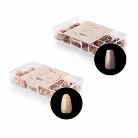 Apres Nail Neutrals Gel-X Mia Natural Coffin Short & Alex Natural Round Short Box of Tips Bundle | Includes 300 Gel-X Tips | Premium Quality | 11 Sizes 00-9