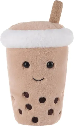 Apricot Lamb Boba Milk Tea Plush Stuffed Bubble Tea Plushies for Kids, Soft Cute Plush Toys for Baby Girl and Boy, Fluffy Milk Tea Brown 7.1 Inches
