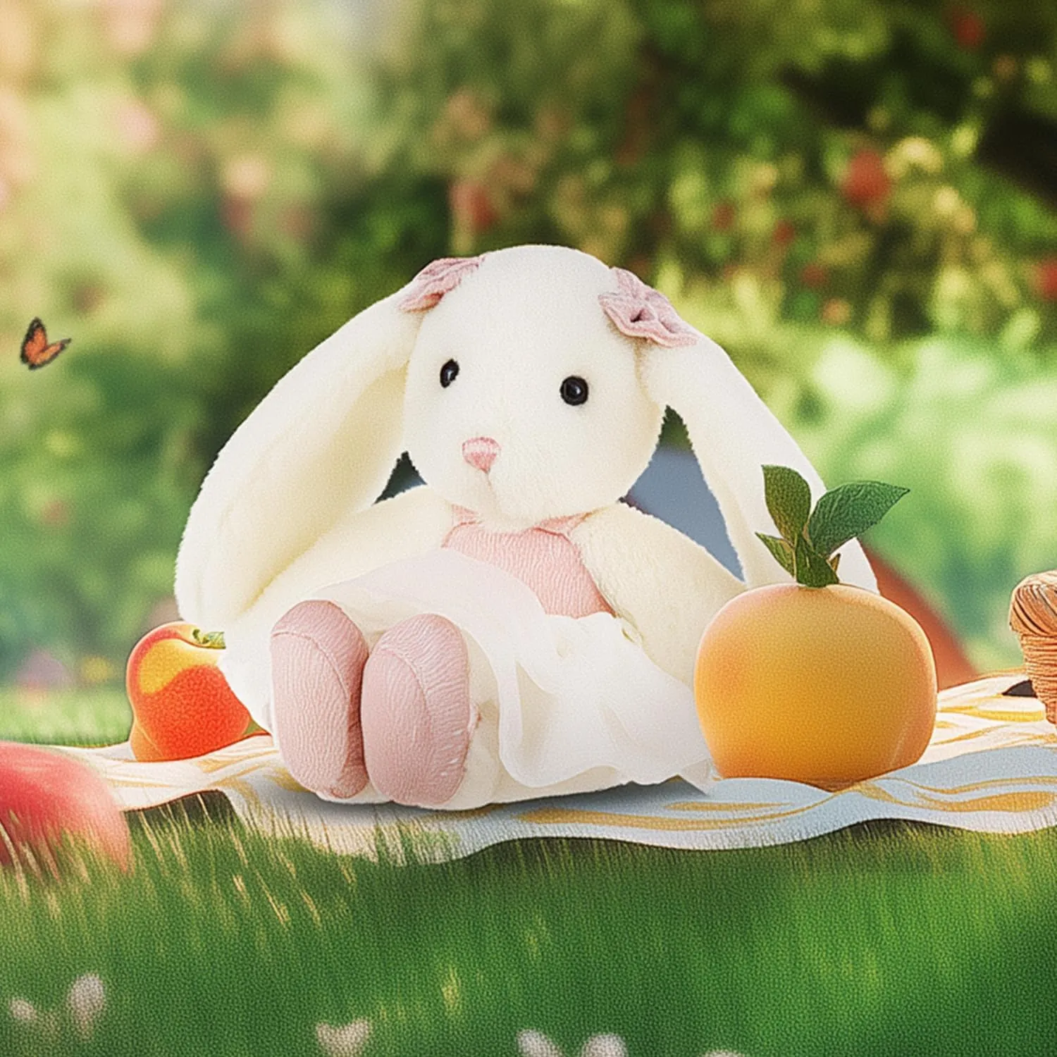 Apricot Lamb Pink Ballet Rabbit Plush Stuffed Animals for Kids, Soft Cute Rabbit Plush Toys for Baby Girl and Boy, Fluffy Pink Ballet Rabbit White 7.5 Inches