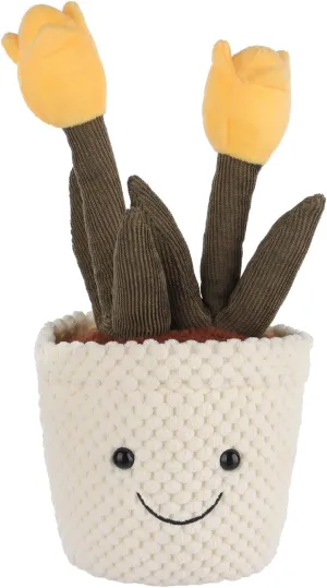 Apricot Lamb Potted Tulip Yellow Plant Stuffed Animals for Kids, Soft Cute Plush Toys for Baby Girl and Boy, 10 Inches