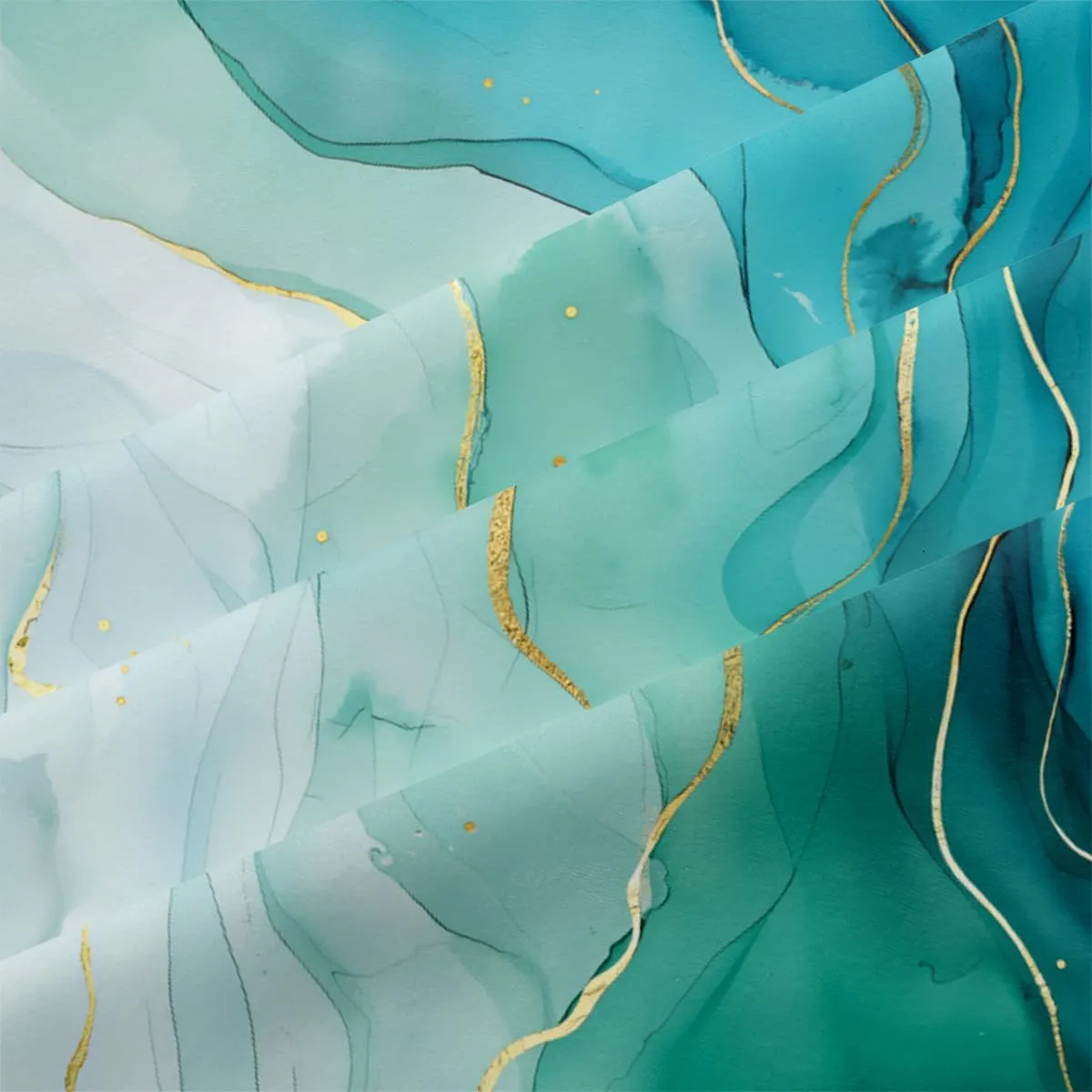 Aqua Marble Comforter Set Queen Size Blue Gold Marble Print Bedding Set for Women Men Soft Light Blue Marbling Down Comforter Golden Glitter Abstract Art Bedding Comforter Set 3 Pieces