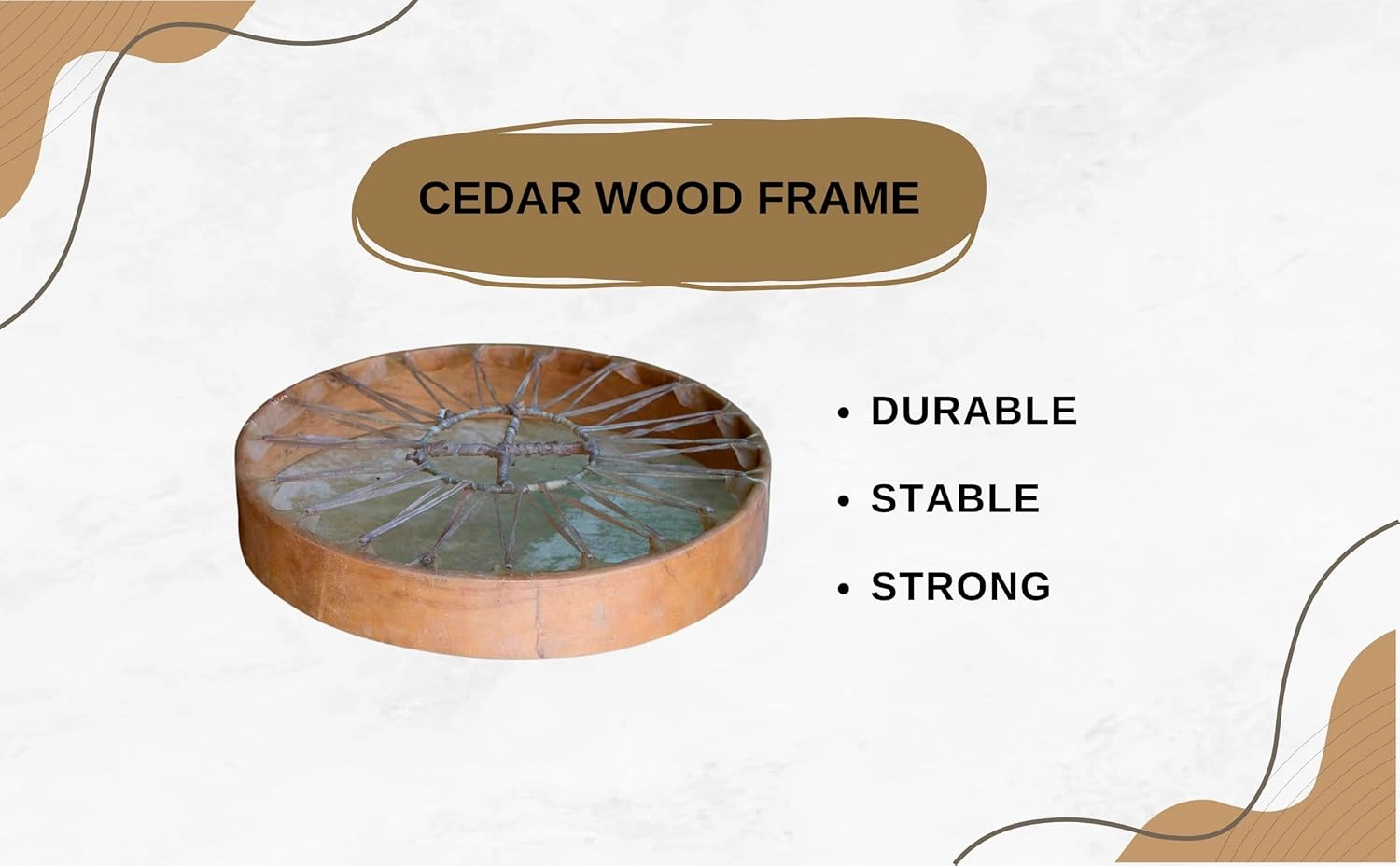 ARAW American Shamanic Native Drum Bison Natural Hide (14 Inches Diameter X 3 Inches Depth)
