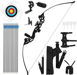 Archery Takedown Recurve Bow and Arrow Set Hunting Long Bow Kit for Outdoor Shooting Training