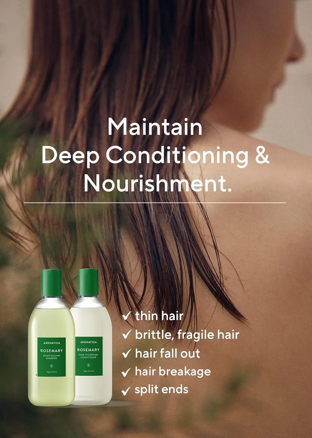 AROMATICA Rosemary Scalp Scaling Shampoo and Conditioner Set 13.53 fl.oz each – Vegan Hair Care Gift Set with Rosemary Oil. Sulfate Free Shampoo Conditioner For Hair Growth