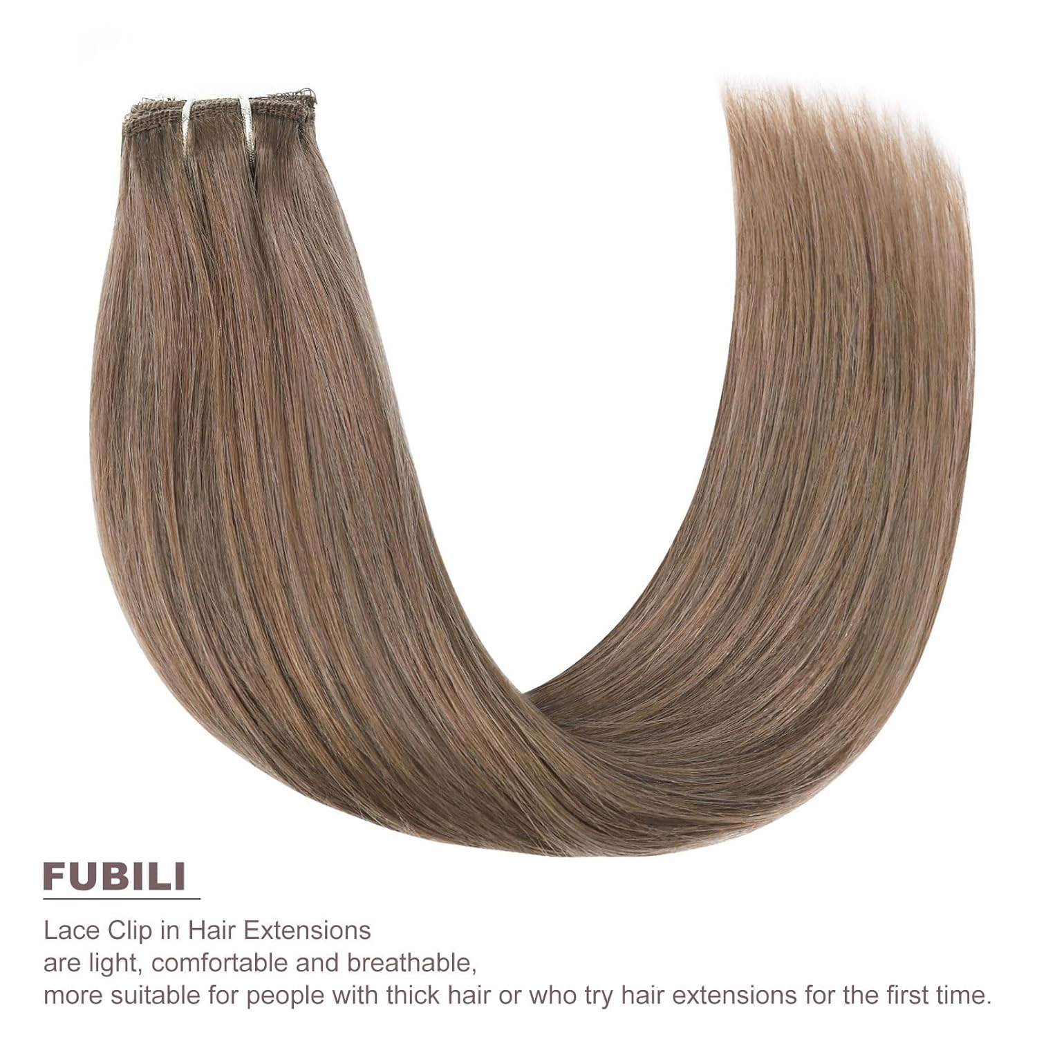 Ash Brown clip in hair extensions Natural Remy Real Human straight Hair Extensions 30g 5pcs 18 Inch