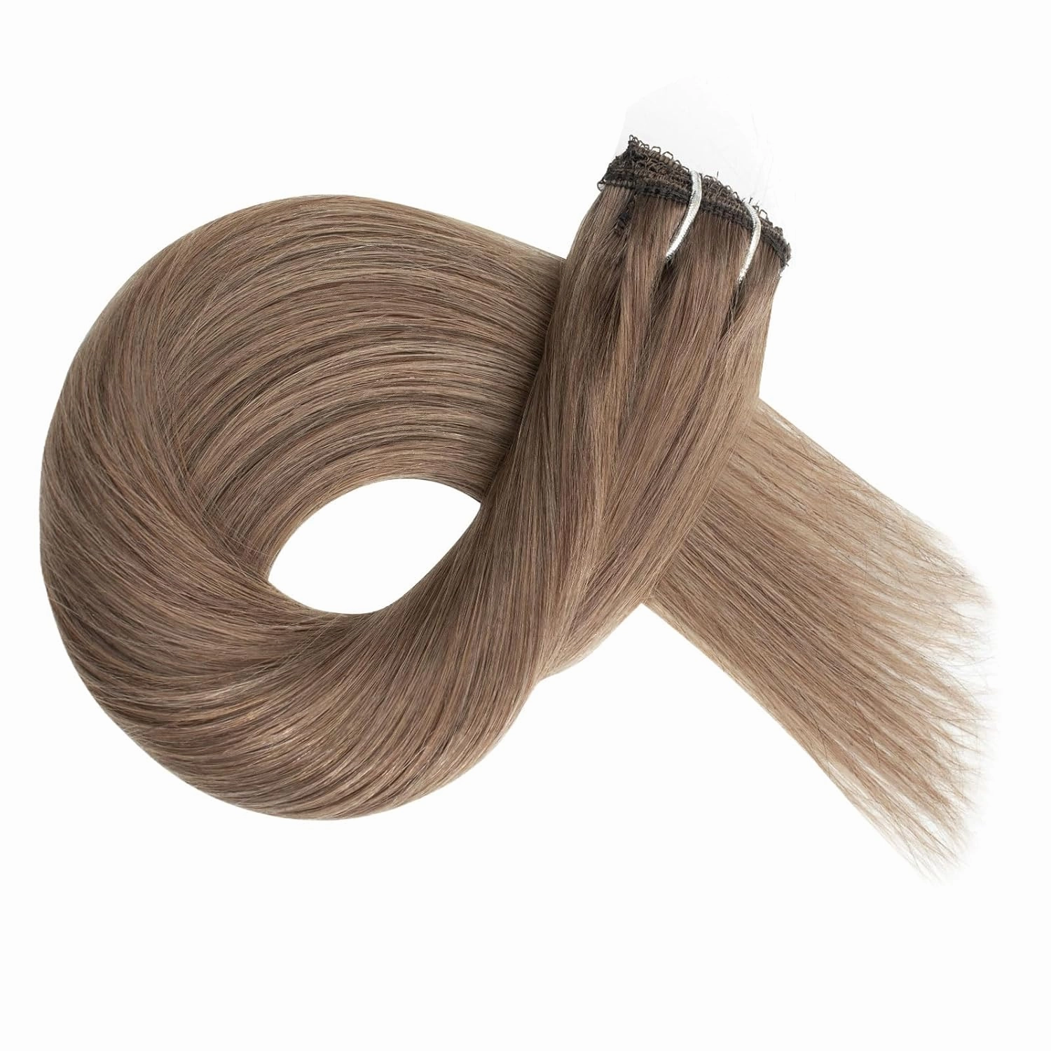 Ash Brown clip in hair extensions Natural Remy Real Human straight Hair Extensions 30g 5pcs 18 Inch